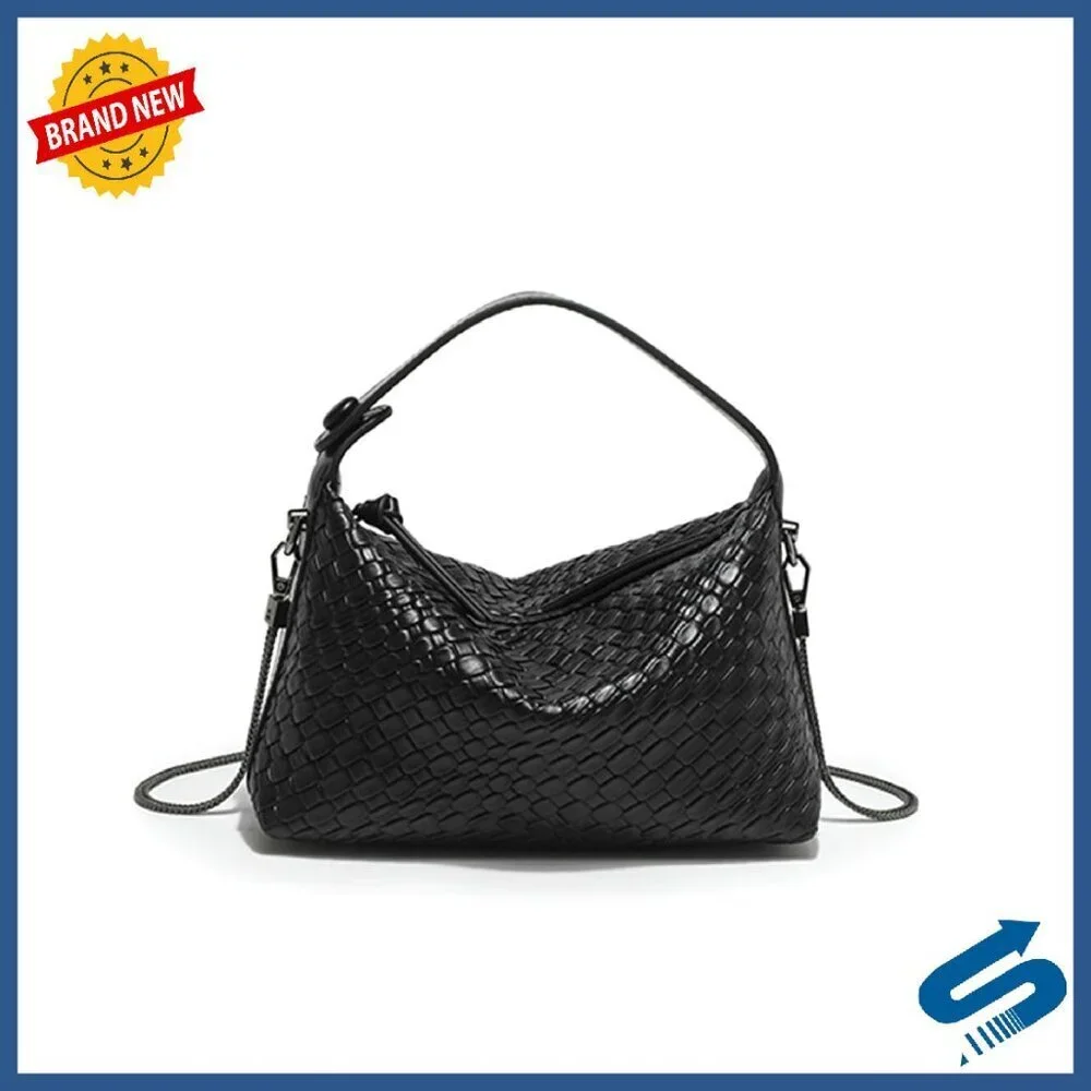 Vegan Leather Hobo Tote with Detachable Chain Crossbody Shoulder Bag